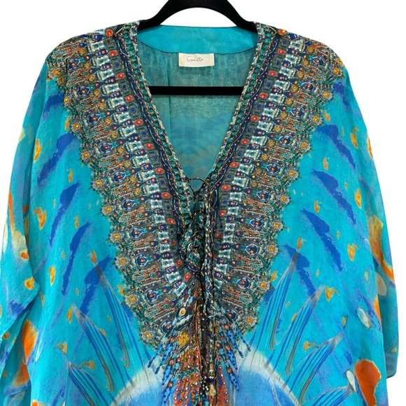 Camilla Short Lace Up Kaftan in "Take My Hand". One Size - Picture 3 of 14